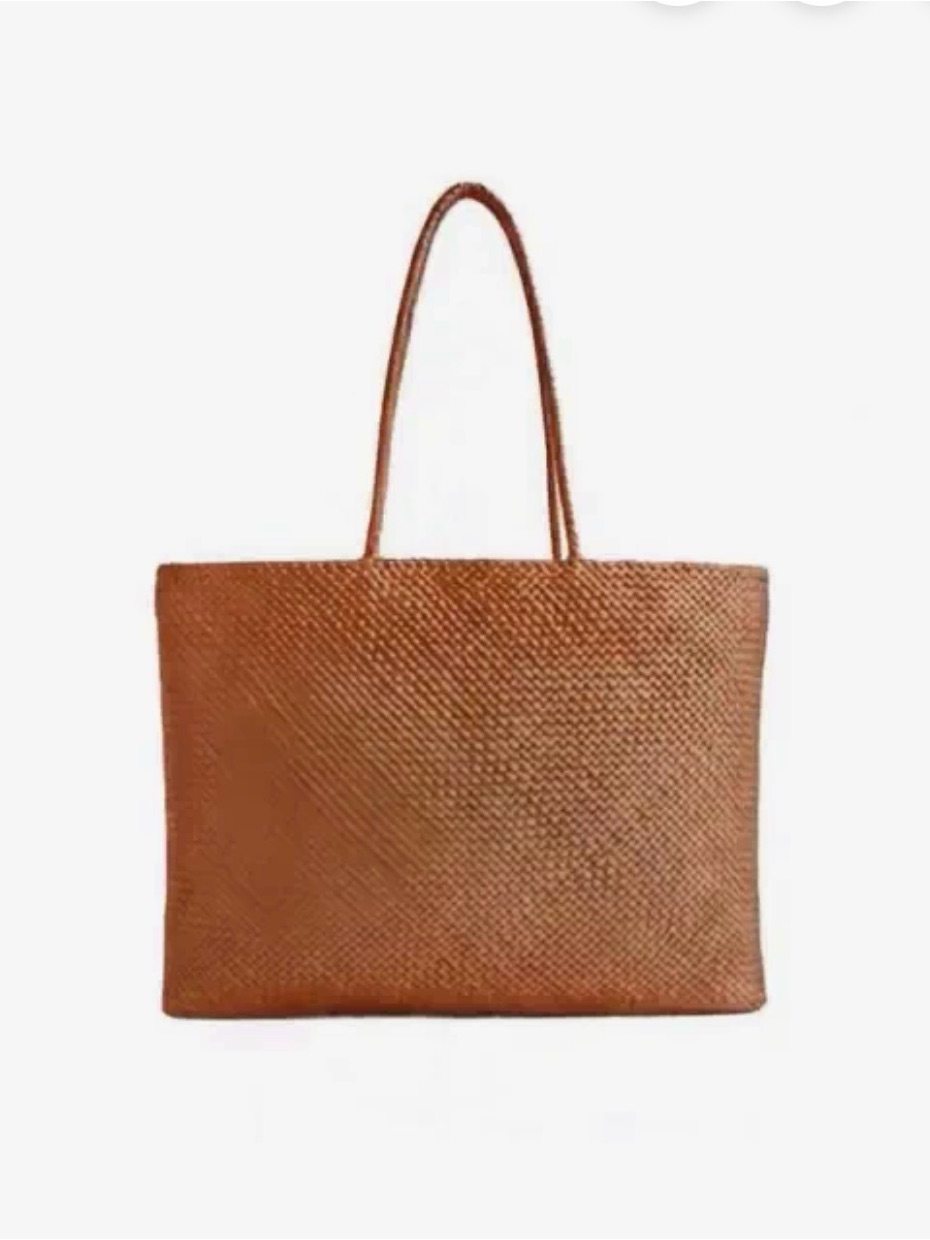 Nwt Quince Handwoven Italian Leather Tote Bag - Cognac W/Dust Bag